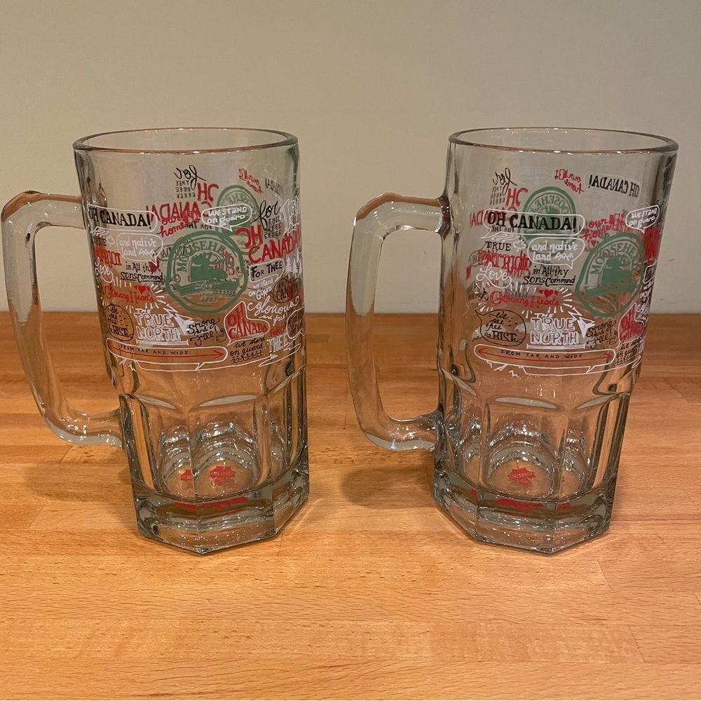 “OH CANADA” Glass Beer Mugs - Set of 2